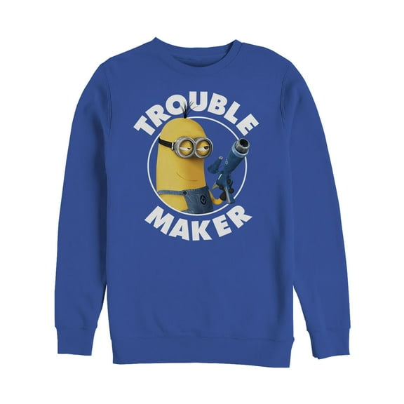 Men's Despicable Me Minion Trouble Maker Sweatshirt Royal Blue 2X Large