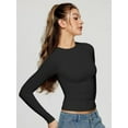 thumbnail image 2 of Women's Inbarely Soft Long Sleeve Tops Crew Neck Slim Fit Basic Casual Going Out Tees Shirts, 2 of 5
