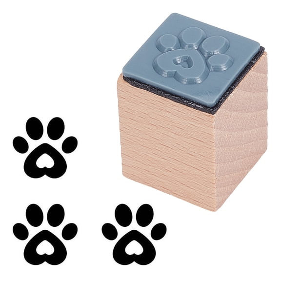 Wooden Rubber Stamp Paw Print Wooden Craft Stamp 1x1x1.2 Inch Mini Rubber Stamps Wood Stamping Tool