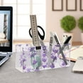 thumbnail image 3 of Lively Lavender Acrylic Pencil Holder Cup 4 Compartments Clear Pen Organizer Makeup Brush Holder Storage for Office Desktop Dorm, 3 of 5