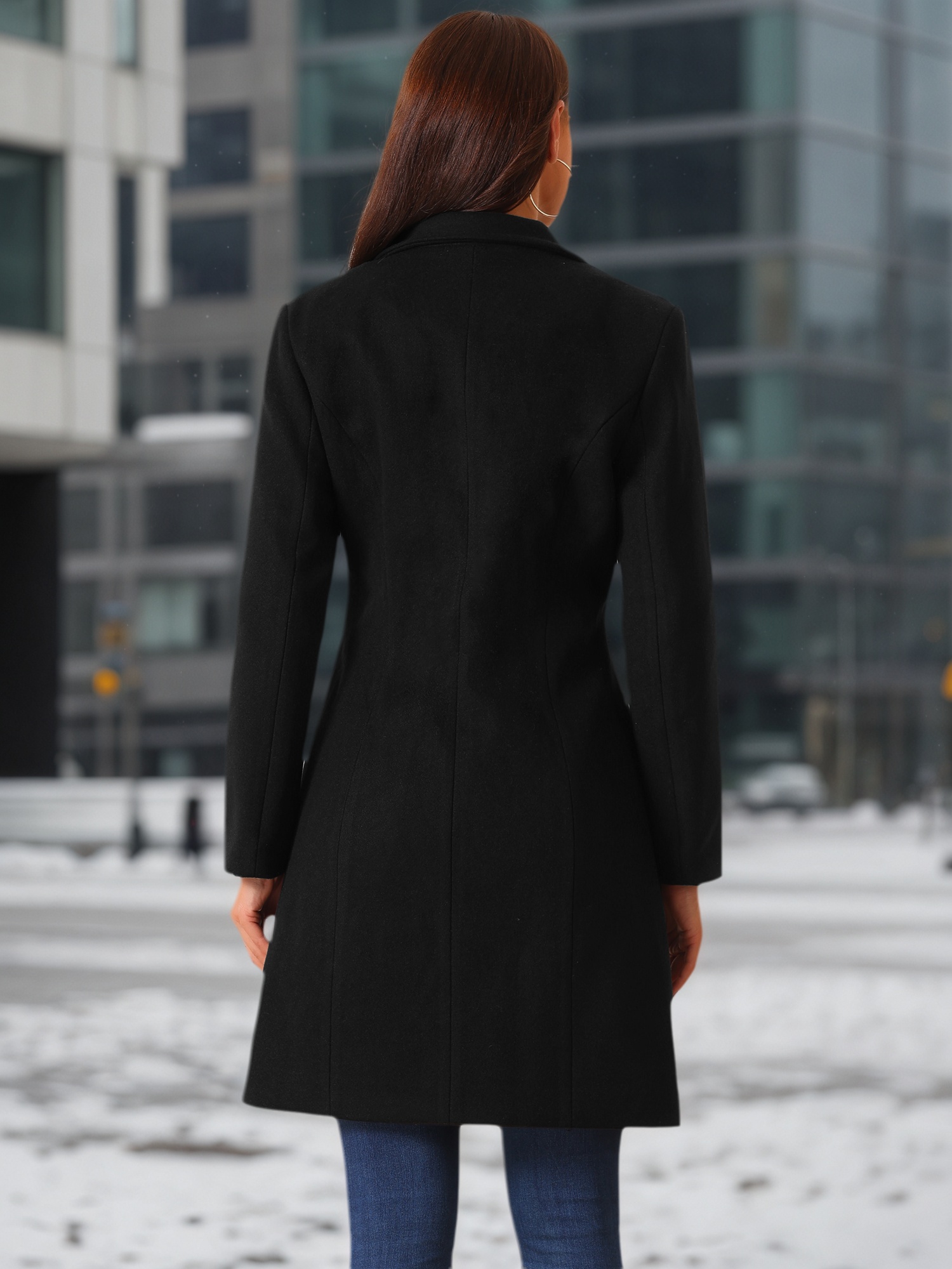 DARING DIVA Women's Winter Single Breasted Peacoat Notched Lapel Button Down Overcoat XL Black