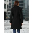 thumbnail image 5 of DARING DIVA Women's Single Breasted Peacoat Winter Notched Lapel Overcoat Black L, 5 of 7