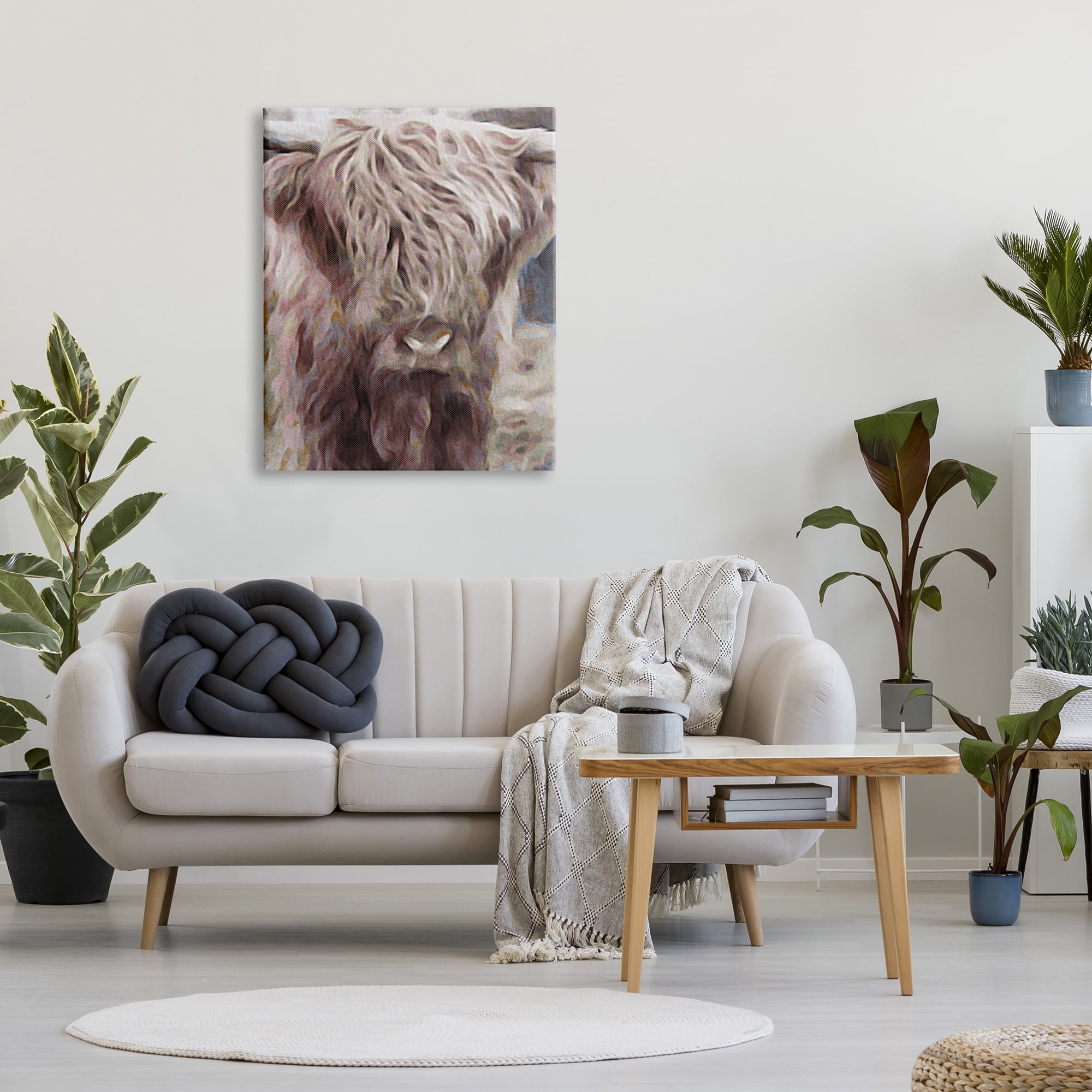 Stupell Industries Cattle Abstract Portrait Animals & Insects Painting Gallery Wrapped Canvas Art Print Wall Art, 30 x 40