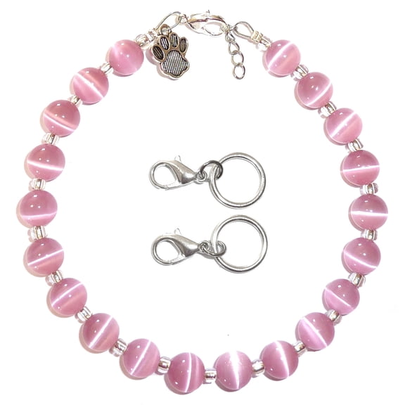 Pet Collar Adjustable Beaded Bling Jewelry Necklace, Pet Lover, Paw Print Charm, Small, Medium Dogs, Cats, Kittens, Puppies, Small Animal Accessories