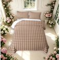 thumbnail image 2 of Manfei Classic Checkered Quilt King,Rustic Plaid King Coverlet Set,Beige Red,3 Pieces,1 Bedspread and 2 Pillowcases, 2 of 7