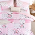 thumbnail image 2 of Pink Floral Full Comforter Set, Soft Lightweight All Season Bedding Set for Women Girls, Cozy Cottagecore Botanical Comforter Queen Size with 2 Pillow Shams, Breathable Floral Bed Set, 2 of 6