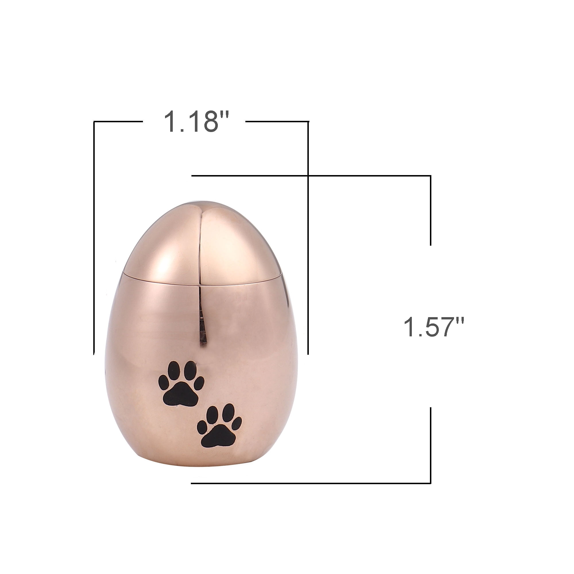 Waterproof Stainless Steel Small Rose Gold Pet Cremation Urn for Ashes Holder Handcrafted Paw Print Memorial Ash Container Keepsake with Free Gift Pouch