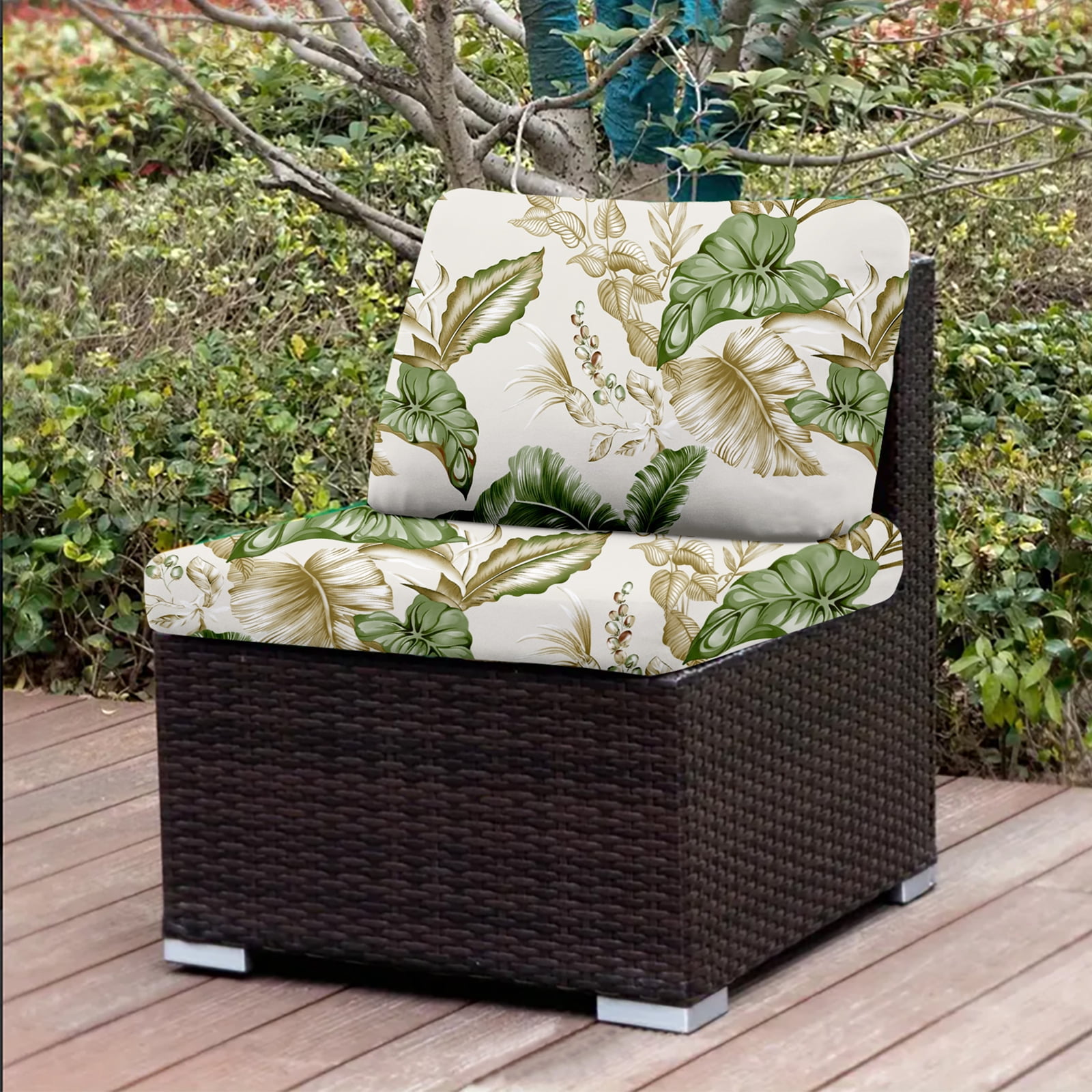SHANNA 2 Pack Printed Patio Stretch Sofa Cushion Covers, Floral Pattern Outdoor Sofa Cushion Covers, Replacement Washable Couch Chair Cushion Covers Porch Patio Furniture Protector