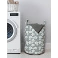 thumbnail image 3 of Geometric Laundry Bag, Flower Patterned Monochrome Image Petals Bud and Stalks Vintage Foliage Design, Basket with Handles Drawstring Closure for Laundromats, 13" x 19", Grey Beige, by Ambesonne, 3 of 4