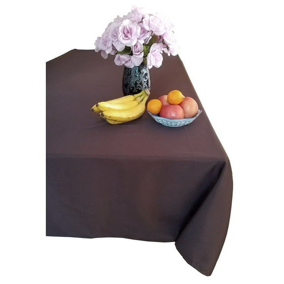 TEKTRUM 60 X 84 INCH 60"X84" RECTANGULAR POLYESTER TABLECLOTH - THICK/HEAVY DUTY/DURABLE FABRIC - CHOCOLATE COLOR