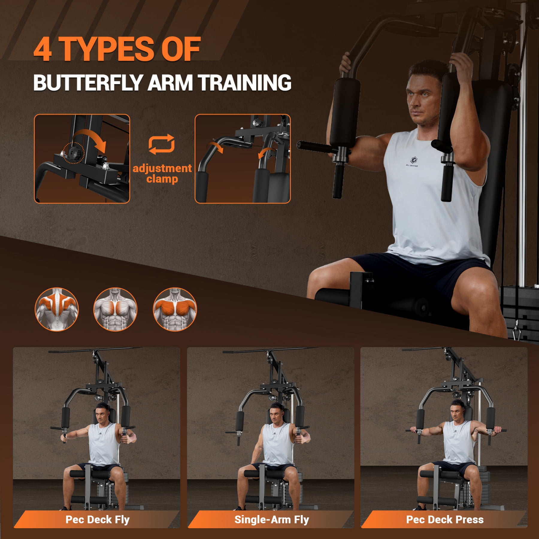 GARVEE Multifunctional Home Gym System,Home Gym Station with 100LBS Weight Stack,Exercise Equipment for Full Body Traning with Pulley System