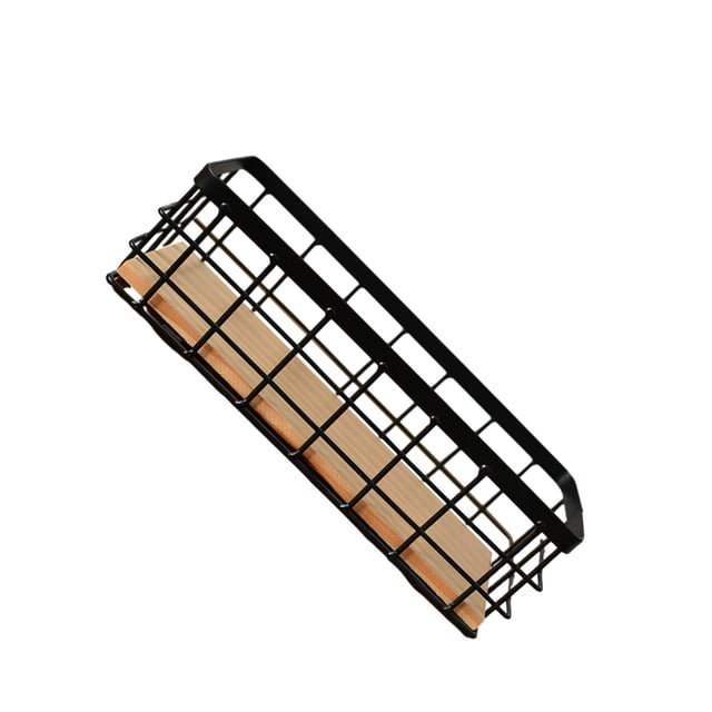 Cateissary Cubo de almacenamiento montado en la pared de hierro, repuesto Rectangular para colgar artículos diversos, organizador de estante de Almacenamiento y organización del hogar Negro