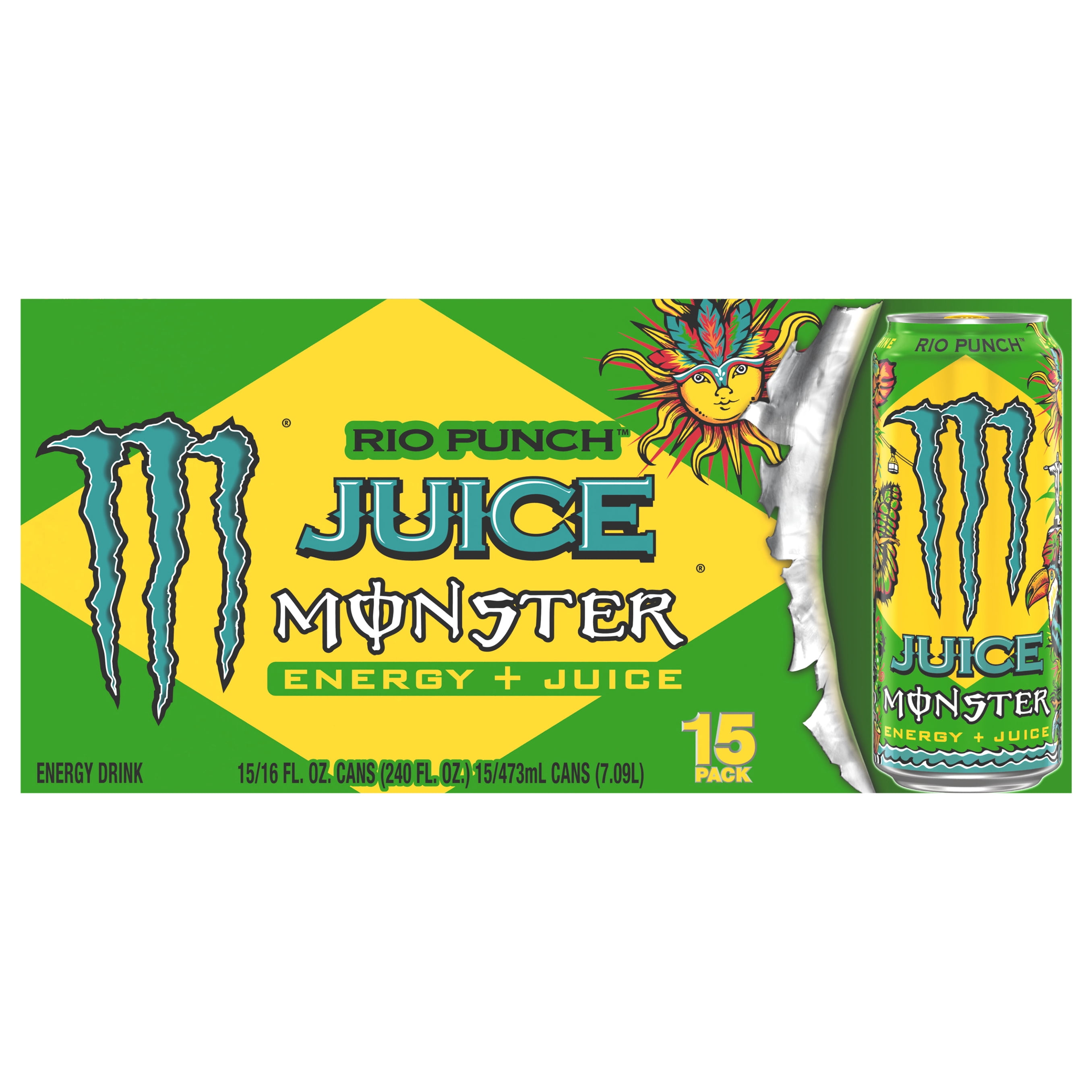 Monster Rio Punch Energy + Juice 15 - 16 fl oz Cans - Walmart.com
