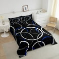 thumbnail image 4 of Erosebridal Stripes Lines Bedding Twin Comforter Set,Black Blue Down Comforter,Geometric Circle Bedding Sets Twin with Comforter,Super Cozy Teenager Bedroom Decor,Reversible,2-Piece, 4 of 8