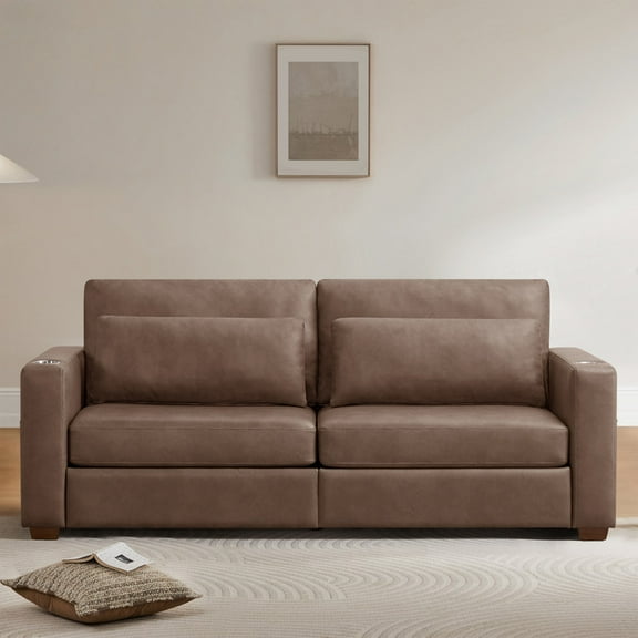 CHITA Modern High Back Living Room Sofa with USB & Cup Holders