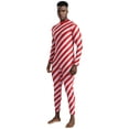 thumbnail image 3 of Zaldita Men's Christmas Candy Cane Jumpsuit Long Sleeve Striped Zentai Unitard Leotard Bodysuit Dancewear Red L, 3 of 7