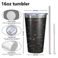 thumbnail image 4 of 16oz Tumblers Math Equations Physics Formulas Black Pattern Stainless Steel Vacuum Insulated Double Wall Travel Tumbler Cups Mug with Lid and Straw,Cleaning Brush for Coffee,Tea, 4 of 4