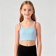 thumbnail image 2 of WUANDIXFA Cute Bras for Teens Girls Sports Bras Cross Back Training Bras for Girls Padded Scoop Neck for Kids Teens Athletic Yoga Dance Crop Top,Light Blue,13-14 Years, 2 of 5