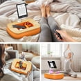 thumbnail image 2 of Puf ergonov con soporte de almohada para tabletas, diseño de regazo, con tazón para aperitivos, color naranja, 2 of 9