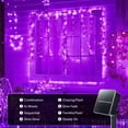 thumbnail image 4 of 2 Pack 66 ft 200 LED Outdoor Solar String Lights, Waterproof Solar Fairy Lights for for Garden Patio Yard (Purple), 4 of 8