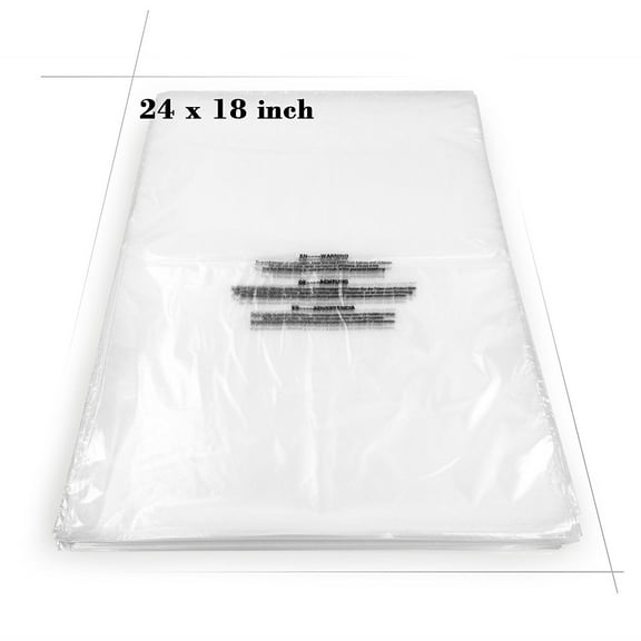 Becko Self Seal Clear Flat Poly Bags, 8x24 inches (100 Pcs)