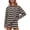 Brown #003, variant on Womens 2 Piece Striped Short Sets Fall Lounge Outfit Long Sleeve Tops and Shorts Loose Fit Comfy Matching Sets Airport Travel Clothes M