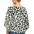 thumbnail image 2 of SWSMCLT Women's 3/4 Sleeve Plus Size Blouse Print V Neck Boho Tops Tie Knot Front Casual Shirts Summer Flowy Swing Bohemian Shirt Floral Plaid Leopard Patterned3 4-6, 2 of 5