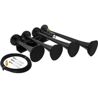 Vixen Horns Train Horn For Truck/Car. 4 Air Horn Black Heavy Duty Trumpets. Super Loud DB. Fits 12v Vehicles Like Semi/Pickup/Jeep/RV/SUV VXH4318B In | Whizz Air Horns