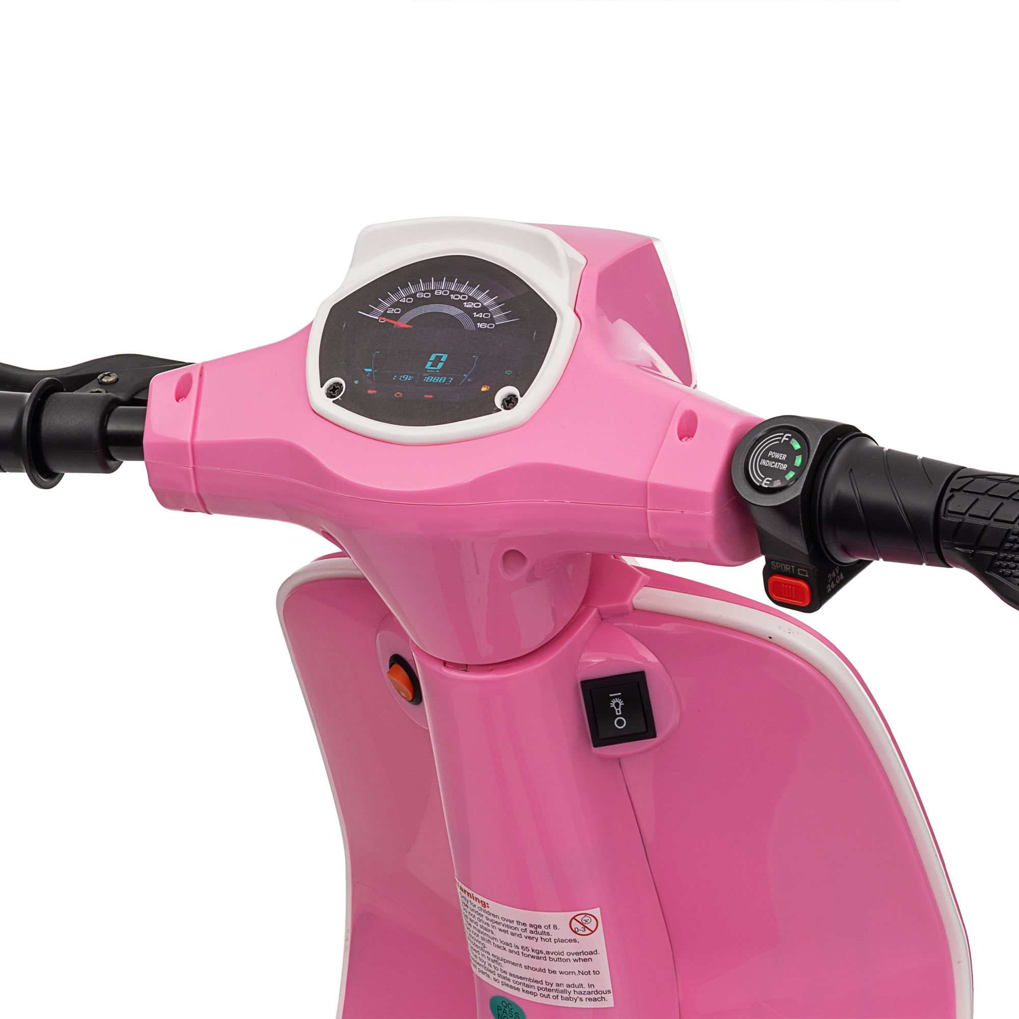 Track Seven 24V Ride on Motorcycle 250W Electric Motorcycle,  Max Speed 10 Mph, Twist-Grip Throttle,  2 Speeds, MP3 Player, Bluetooth, Ride on Toy Car for Boys Girls Age 8+, Pink