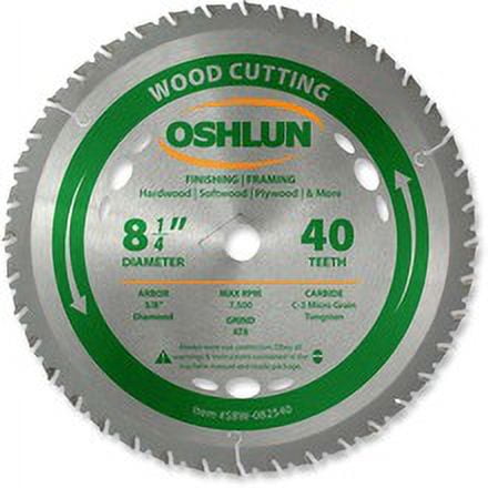 

Oshlun SBW-082540 8-1/4 x 40T x 5/8 Diamond Arbor Saw Blade