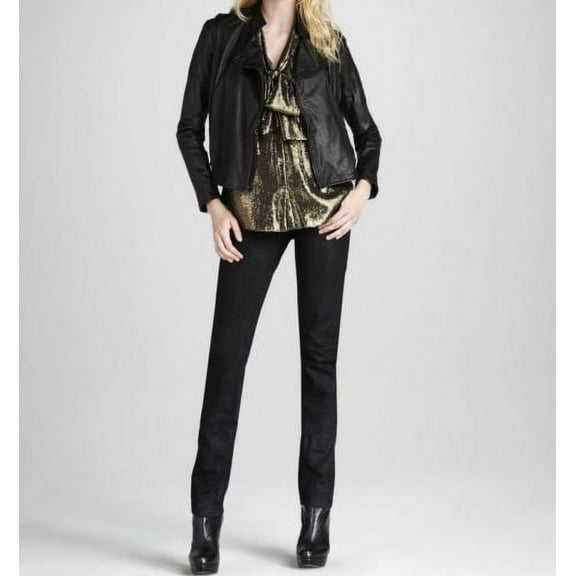 Noora Women's Cropped Black Leather Jacket ST0208