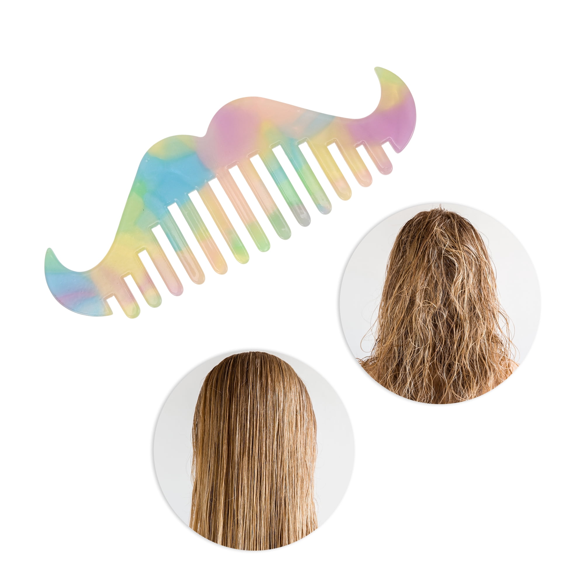 Unique Bargains 1 Pc Portable Beard Shaped Hair Comb for Making hair Smooth Blue, Purple