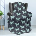 thumbnail image 4 of Unicorn Soft Flannel Fleece Throw Blanket, Magic Horse Twinkle Little Spot Stars and Dark Background Art, Cozy Plush for Indoor and Outdoor Use, 60" x 80", Dark Blue and Pink, by Ambesonne, 4 of 5