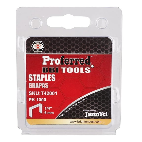 Proferred T42001 Staples, 1.2 mm Thick x 10.6 mm Wide, 1/4" 6 mm Height
