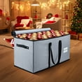 thumbnail image 6 of Christmas Ornament Storage Box, Holiday Ornament Organizer with 8 Trays, Holds 128 Ornaments (3-inch) Durable 600D Oxford Fabric & Dual Zipper (Gray), 6 of 7