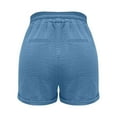 thumbnail image 5 of Linen Shorts for Women 7 Inch Inseam Drawstring Short High Waisted Lightweight Short Beach Vacation Outfits Pockets, 5 of 7