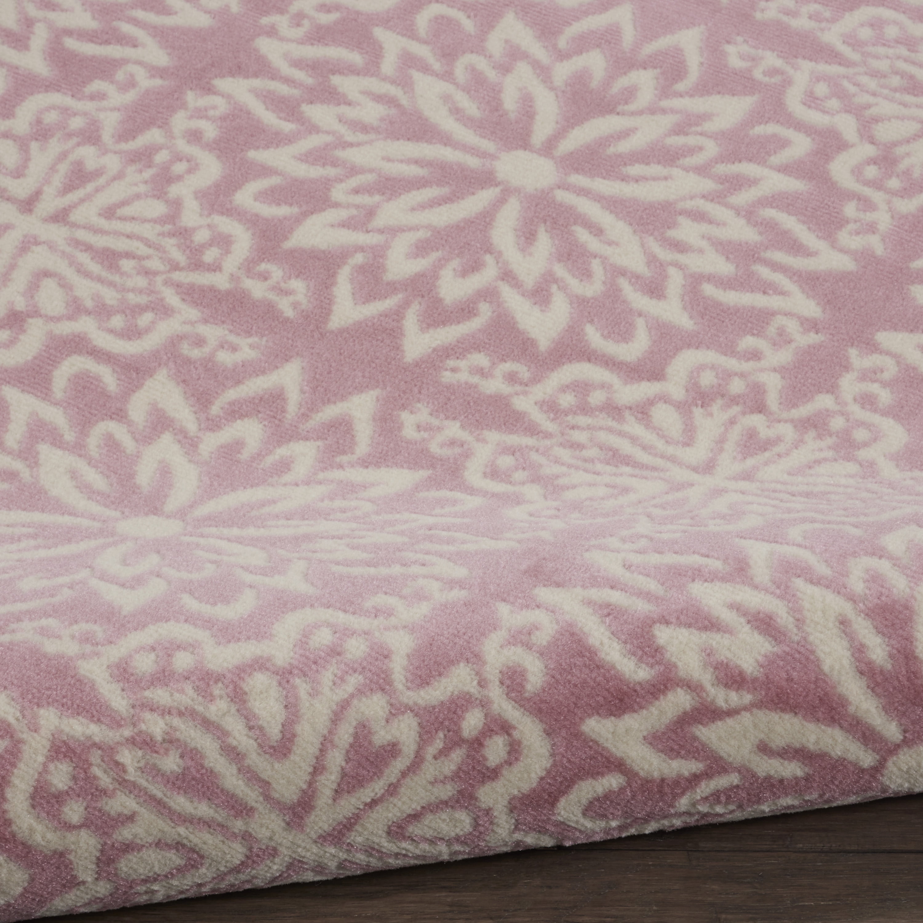 Walmart Bliss Round Area Rug, Floral Ivory/Pink, 5 ft 3 in