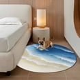 thumbnail image 2 of Navy Blue Ombre Ocean Round Area Rug 7Ft Washable Circle Rugs for Dorm Laundry Room, Watercolor Coastal Beach Waves Non-Slip Carpet Floor Mats Indoor Outdoor Carpet Runner Aesthetic Home Decor, 2 of 8