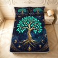 thumbnail image 5 of Homewish Astrology Nature Tree Bed Sheets,Sun Moon Stars Full Size Sheets,Navy Gold,4pcs,1 Flat Sheet, 1 Fitted Sheet and 2 Pillowcases, 5 of 6