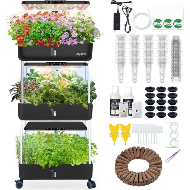 Pods Hydroponics Growing System with Digital Control Panel Indoor Garden with LED Full Spectrum Grow Light & Fans Smart Herb Garden for Home Kitchen -