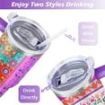 thumbnail image 5 of 40oz Pioneer Patchwork Tumbler with Handle Lid and Straw,Bohemian Style Stitching Colorful Floral Vintage Tumblers Gifts for Women Girls Men Adults（Purple）, 5 of 7