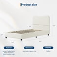 thumbnail image 2 of Senfot bouclé tamaño completo-size marco de cama con forrado cabecero soft low profile sturdy platform rounded corners design heavy duty de madera slats noise-free no necesita colchón base, 2 of 7