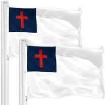 G128 - TWO PACK of Christian Flag 3x5 ft Christian Cross Religious Church Flag Christianity Banner Printed 150D Quality Polyester with Brass Grommets