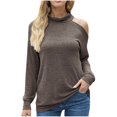 thumbnail image 2 of Women's Solid Long Sleeved Off-Shoulder Small High-Necked One-Shoulder Sweater, 2 of 6