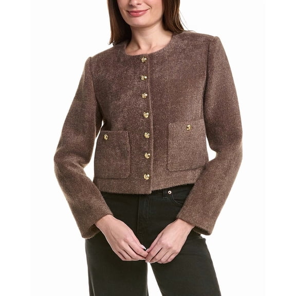 English Factory womens Cropped Jacket, m, Brown