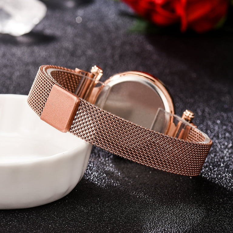 Ladies Mesh Belt Buckle Rose Gold Stainless Steel Adjustable