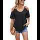 thumbnail image 2 of Blusas con Ojales para Mujer, Camisetas de Corta, Moda de Verano y 2025, Blusas de Hombros Descubiertos, Negras, Talla M, 2 of 10