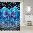 thumbnail image 2 of Manfei Blue Bowtie Print Shower Curtain 72Wx84L,Grid Drip Art Bathroom Shower Curtain, 2 of 5