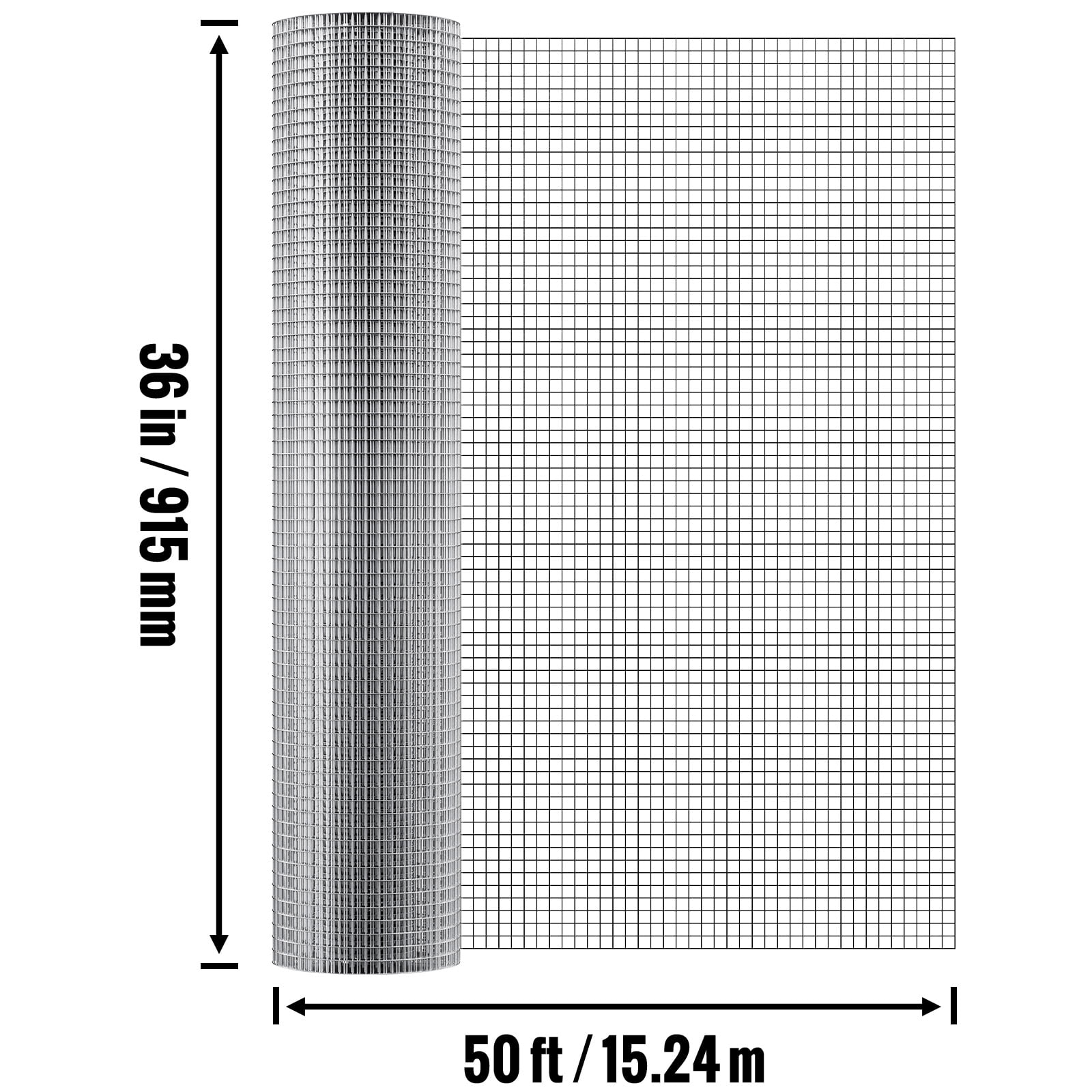 VEVOR Hardware Cloth, 1/2 inch 36in x 50 ft 19 Gauge, Hot Dipped Galvanized Wire Mesh Roll, Chicken Wire Fencing, Wire Mesh for Rabbit Cages, Garden, Small Rodents