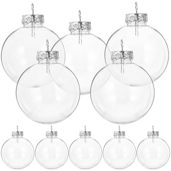 LOLIPPYY 25Pcs Transparent Round Plastic Baubles Fillable Clear Hanging Ornaments for Xmas